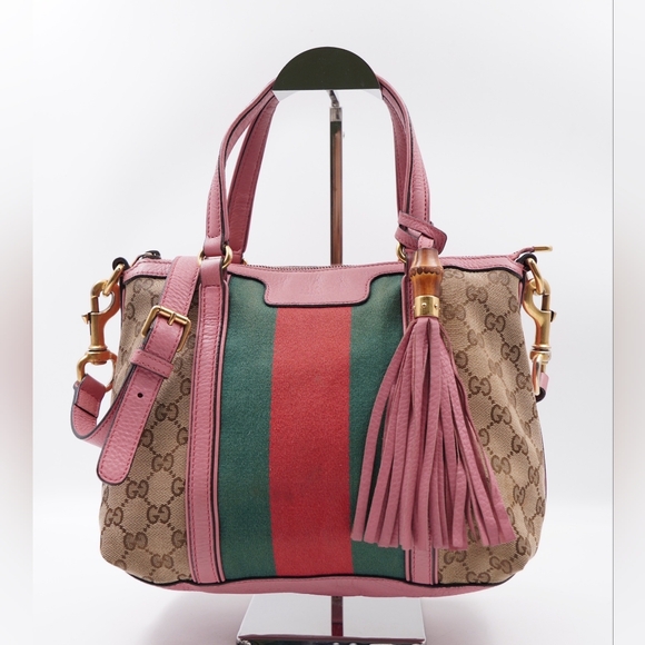Gucci Handbags - Gucci Pink and Beige Tote Bag